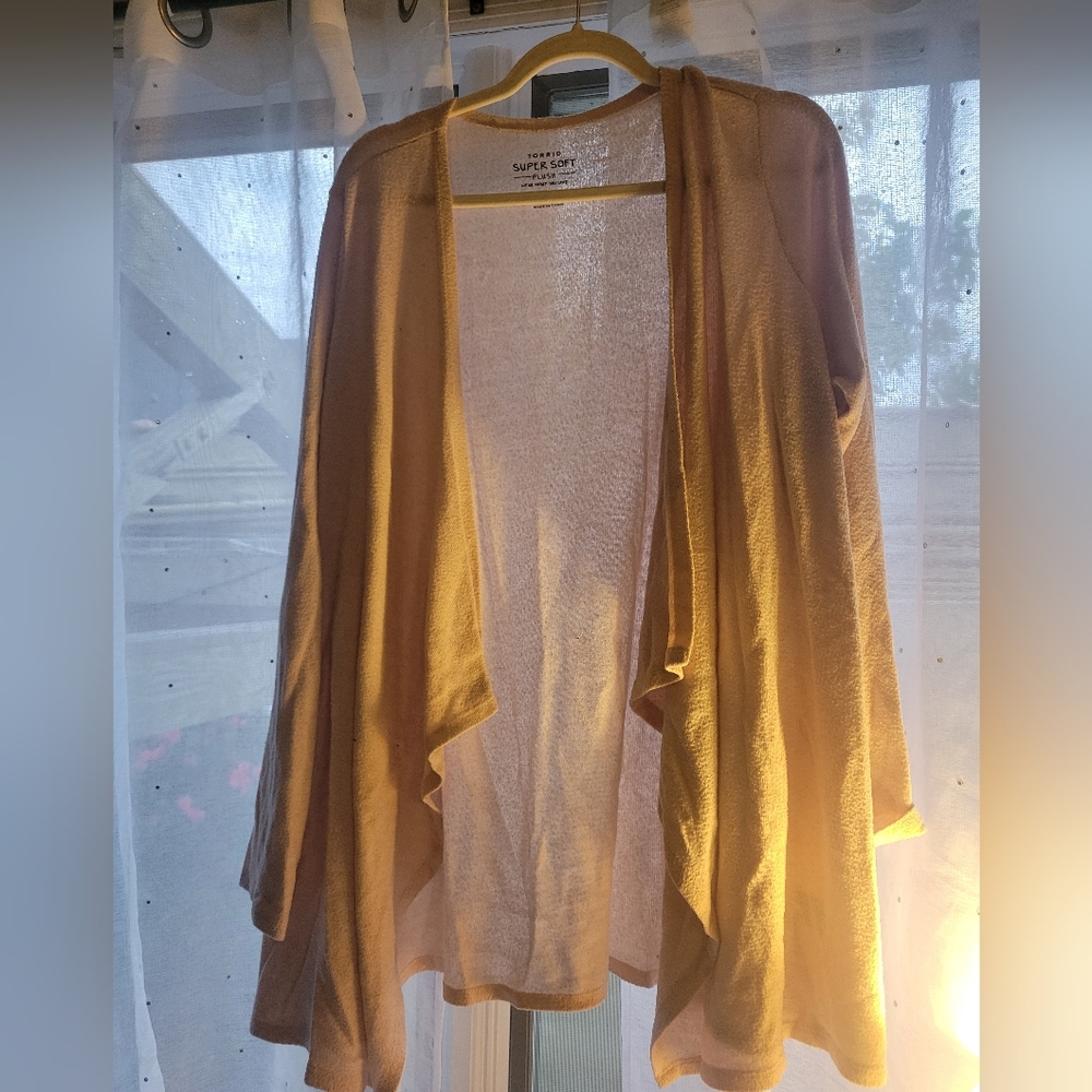 Plush waterfall cardigan, light pink Bin B